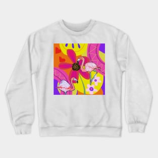 Psychedelic Flamingos Crewneck Sweatshirt